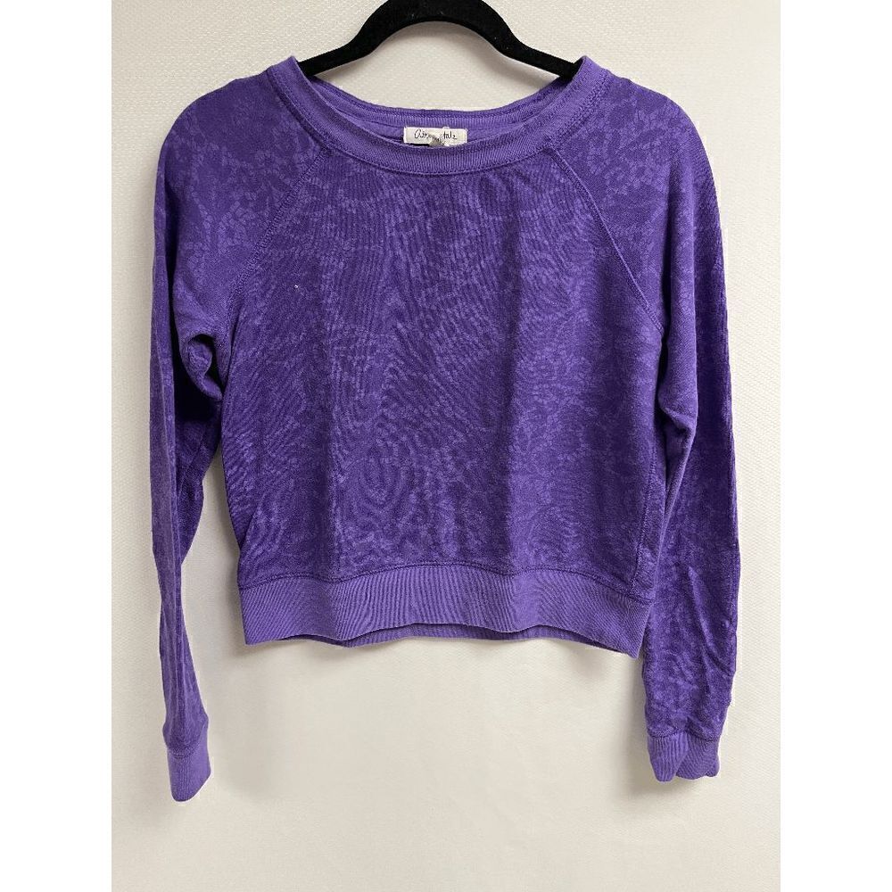 Aeropostale Womens Pullover Crew neck Floral Print Knit Sweater Purple Size SP